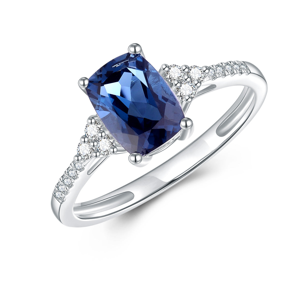 9ct White Gold London Blue Topaz & Diamond Ring
