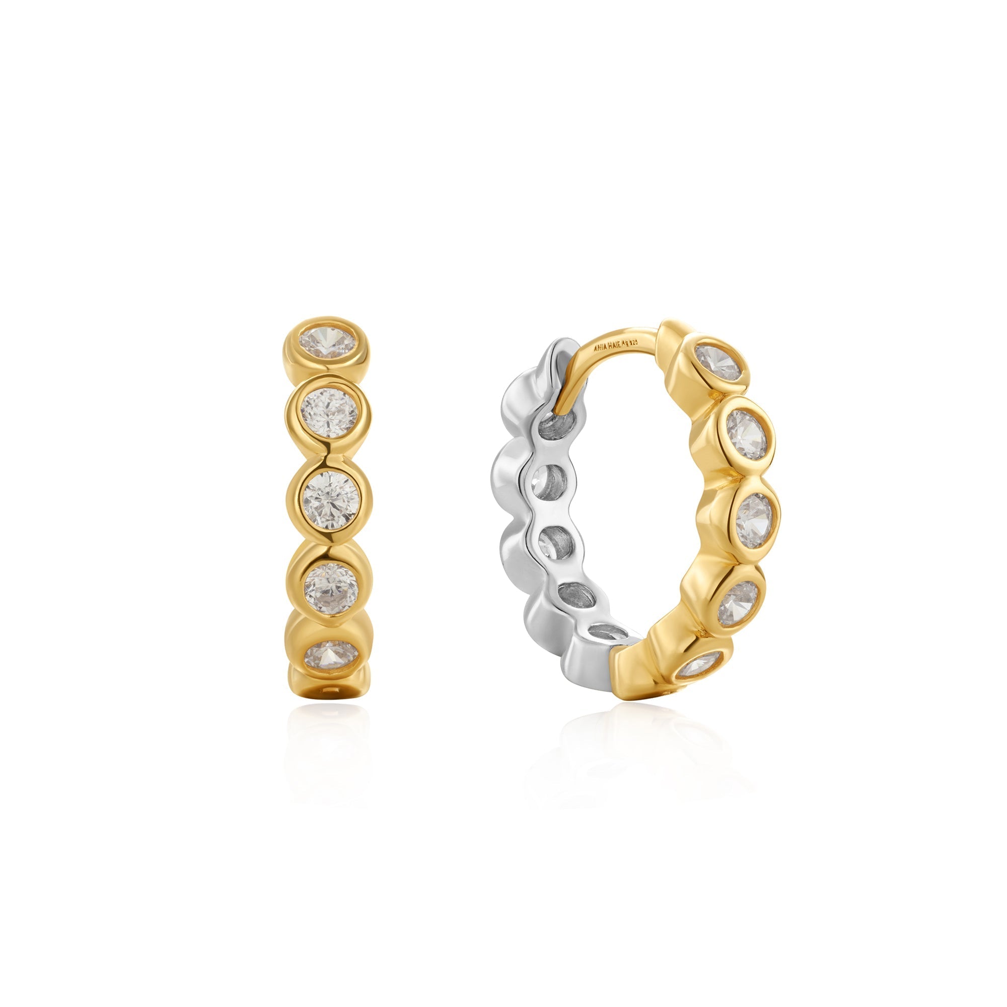 Ania Haie Two Tone Row Bezel Huggies