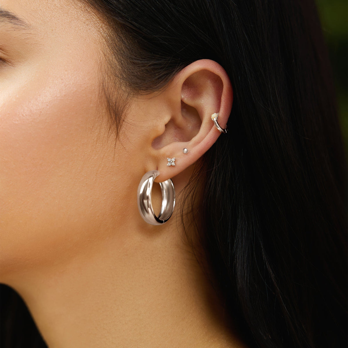 Ania Haie Silver Four-Petal Stud Earrings