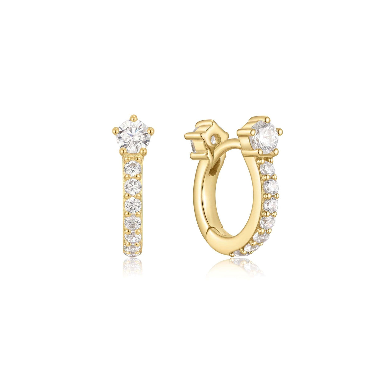 Gold Sparkling Pave Huggie Hoop Earrings