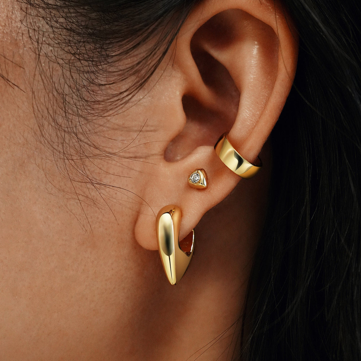 Ania Haie Gold Sparkling Shield Stud Earrings
