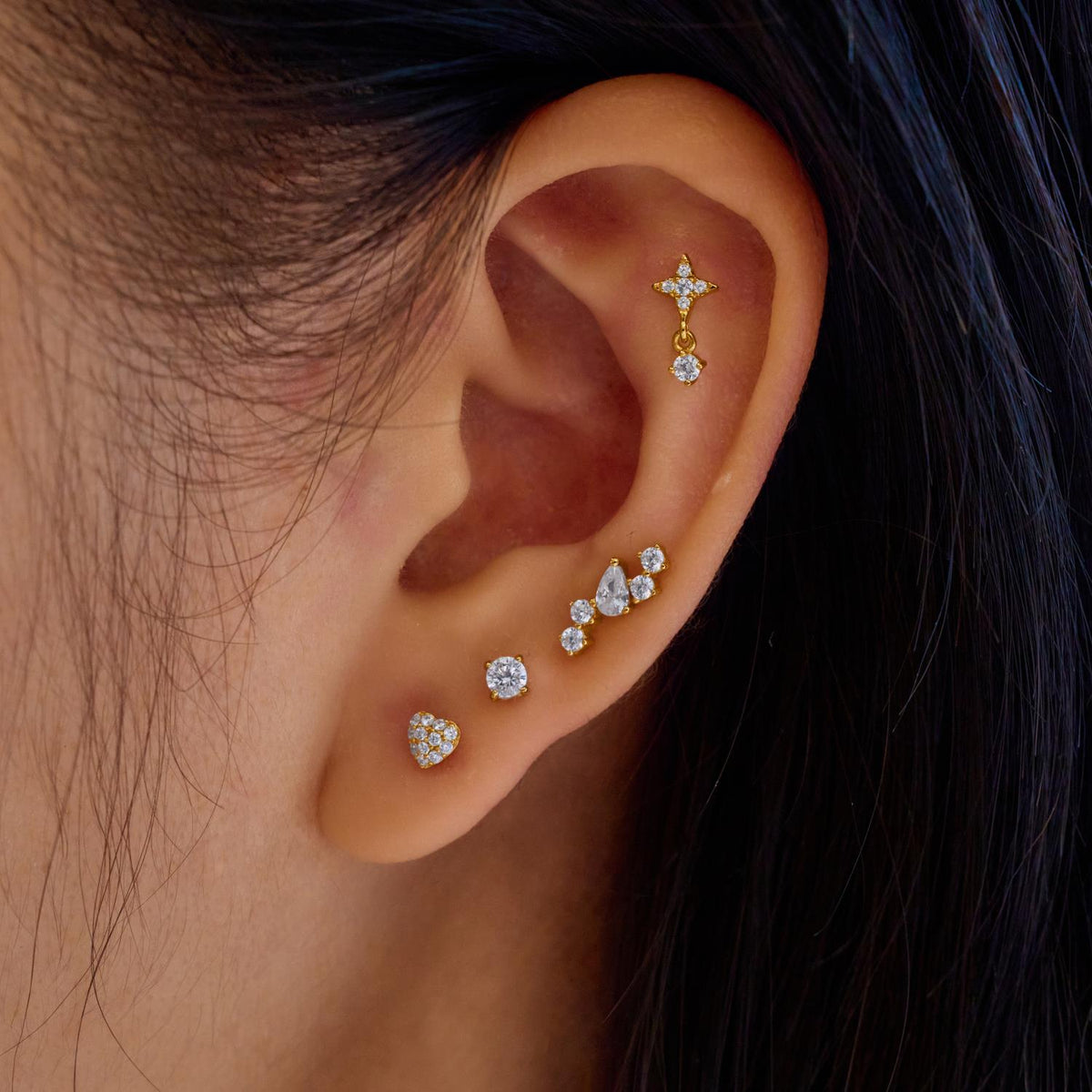 Ania Haie Gold Star Dangle Barbell Single Earring