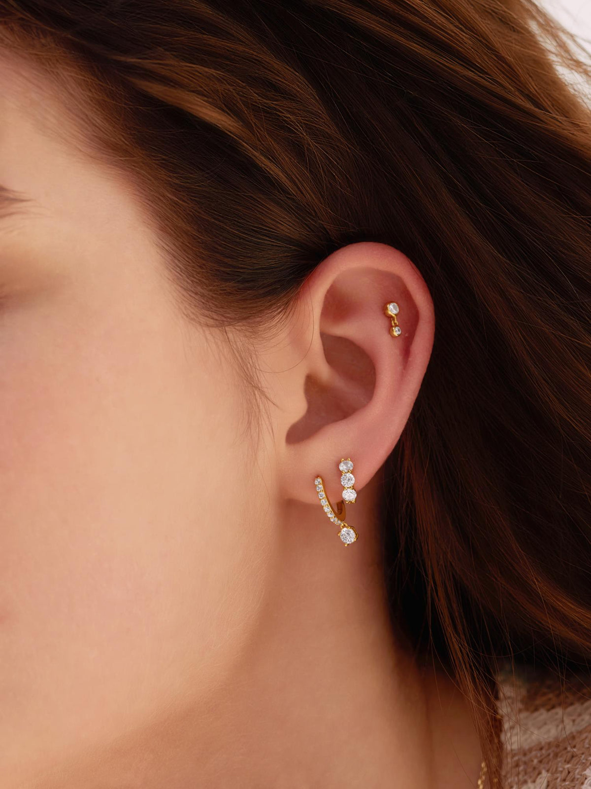 Ania Haie Gold Bezel Dangle Barbell Single Earring