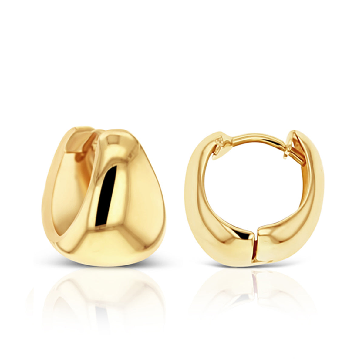 9ct Yellow Gold Plain 9mm Wide Tight Huggie Earrings