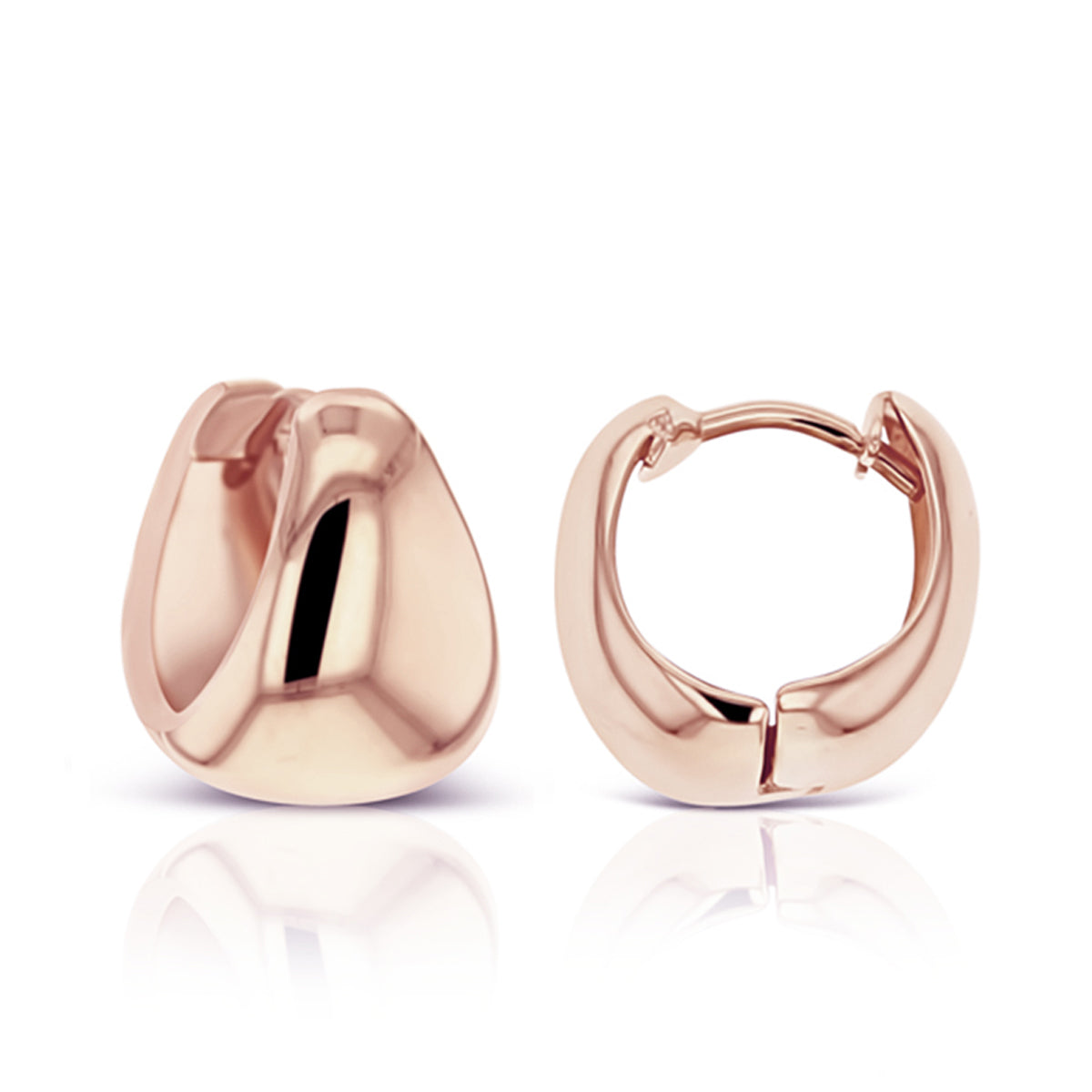 9ct Rose Gold Plain 9mm Wide Tight Huggie Earrings