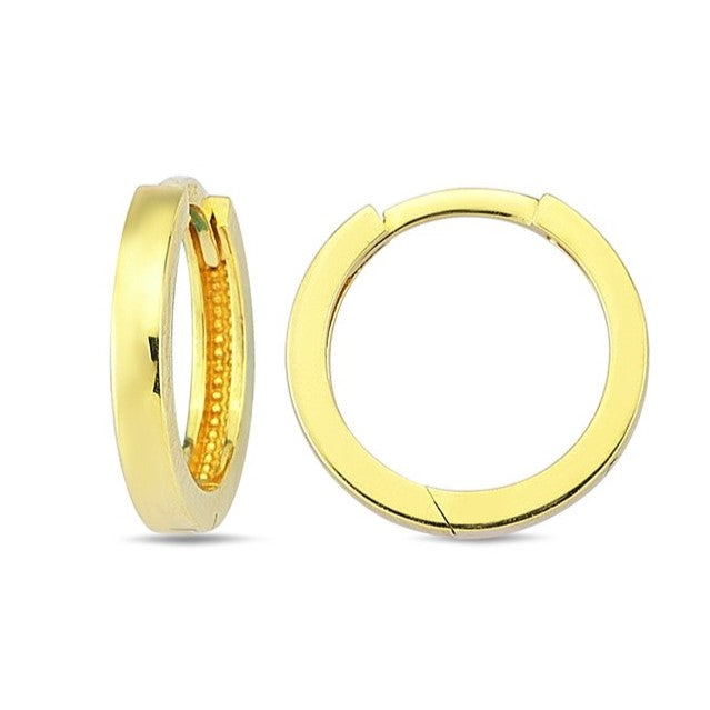 9ct Yellow Gold Square Tube 10mm Huggie Earrings