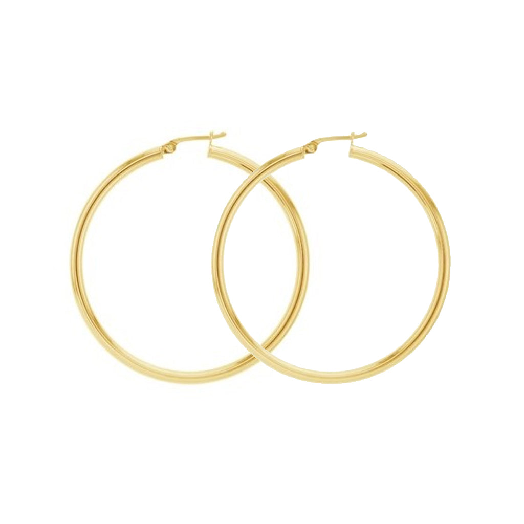 9ct Yellow Gold Plain 40mm Hoop Earring