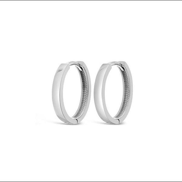 9ct White Gold Plain Oval Huggie Earrings