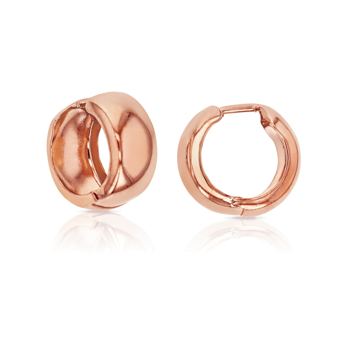 9ct Rose Gold 7.5mm Wide Plain Huggie Earrings