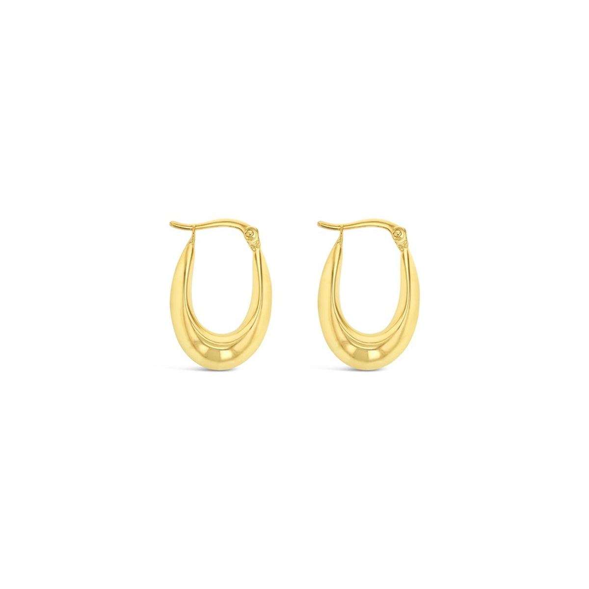 9ct Yellow Gold Thick Oval Hoop Earrings