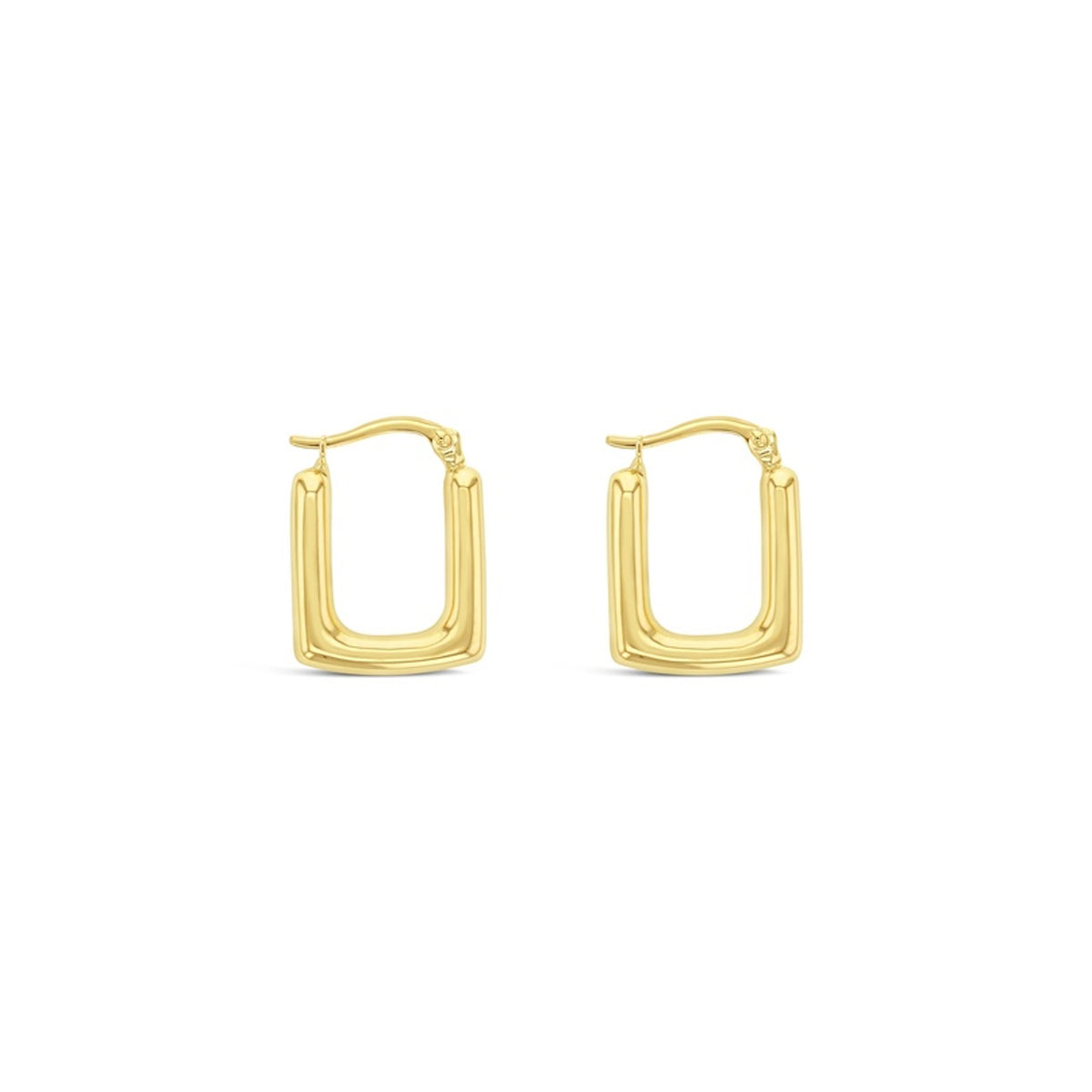 9ct Yellow Gold Thick Square Hoop Earrings