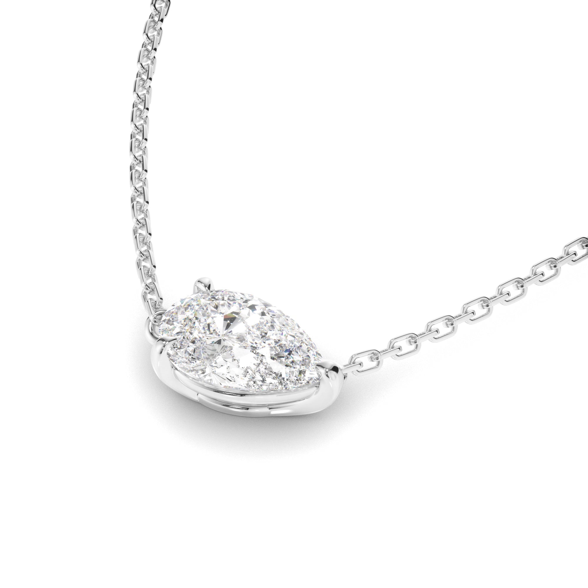 East West Pear Cut Diamond Necklet