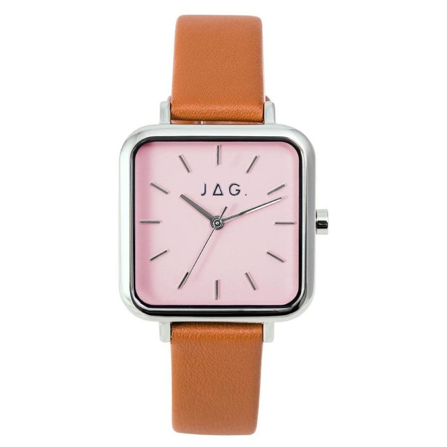 Jag Kiara Analogue Pink Dial Leather Strap Women's Watch J2755