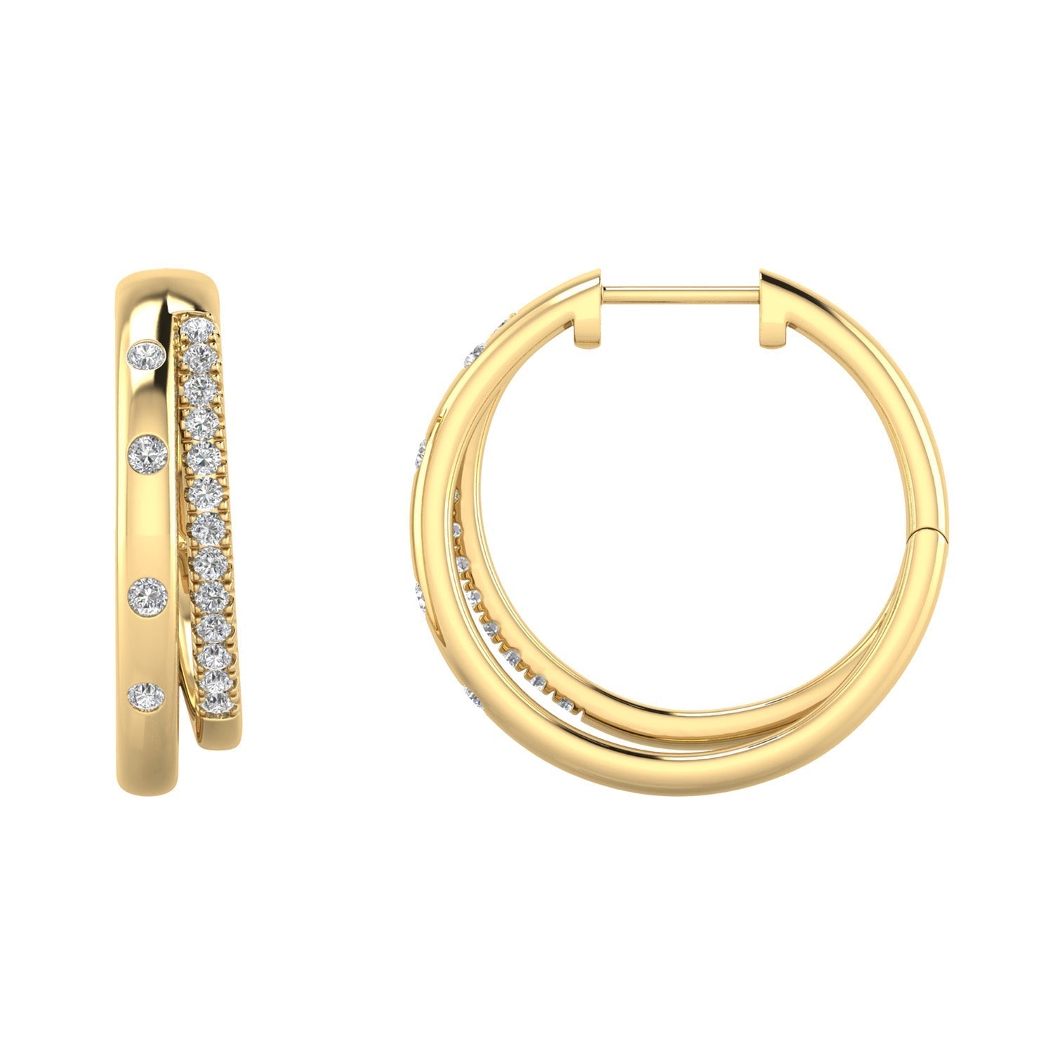 22ct Gold Vermeil 0.25ct Lab Grown Diamond 20mm Hoop Earrings