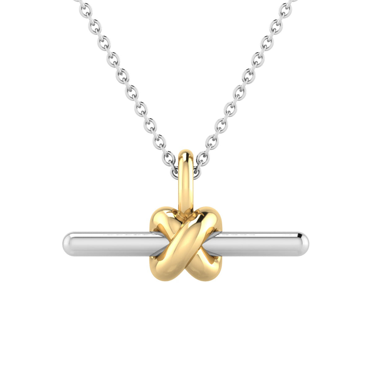 22ct Gold Vermeil & Silver Two-Tone T-Bar Necklace 40-45cm