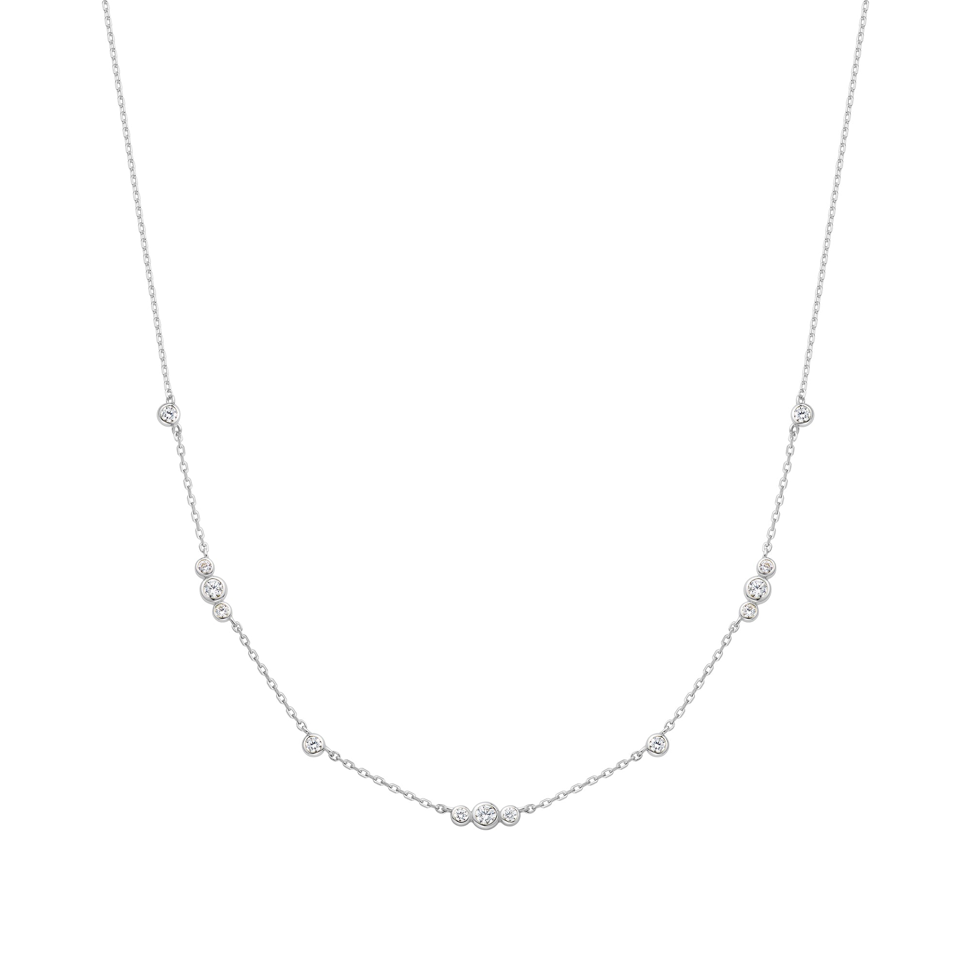 Ania Haie Silver Sparkling Bezel Cubic Zirconia Station Necklace