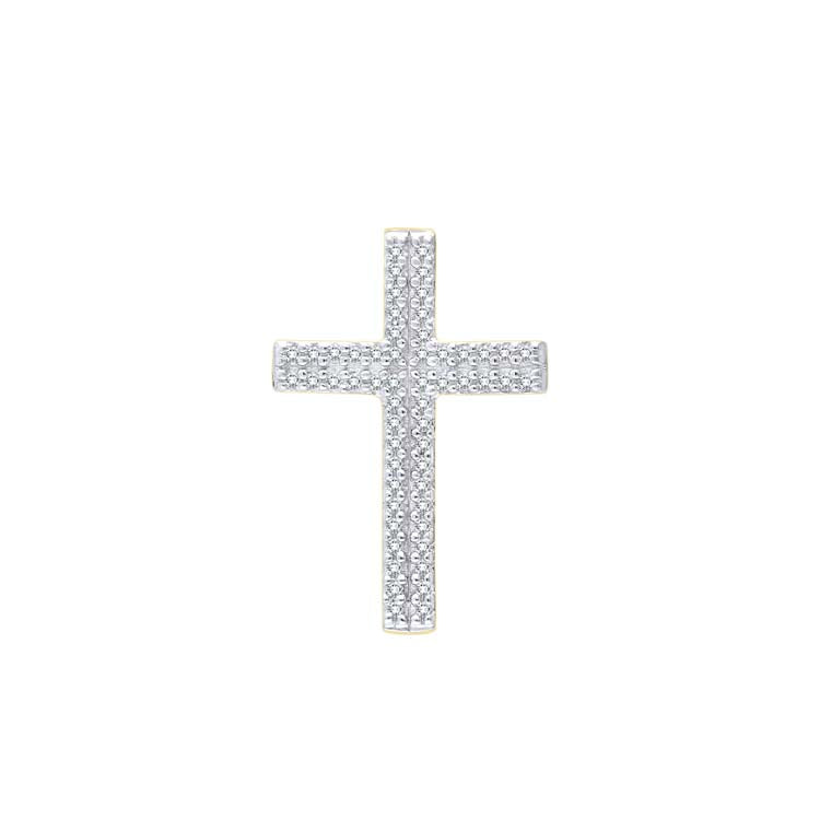 0.05ct Diamond Double Row Cross Pendant in 9ct Yellow Gold