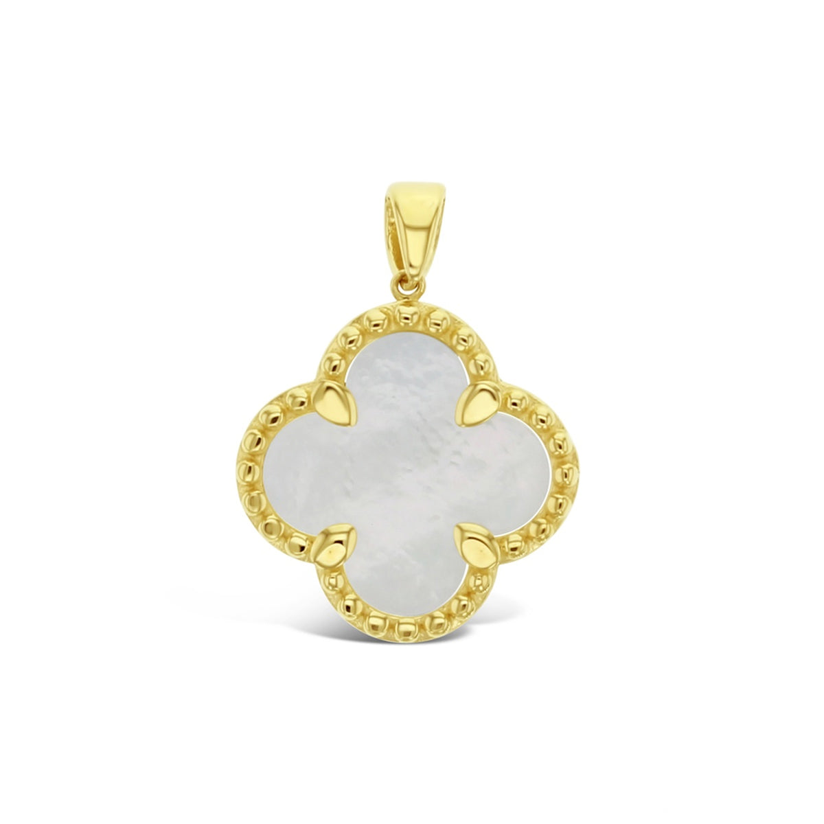 9ct Yellow Gold Mother of Pearl 4-Leaf Clover Pendant