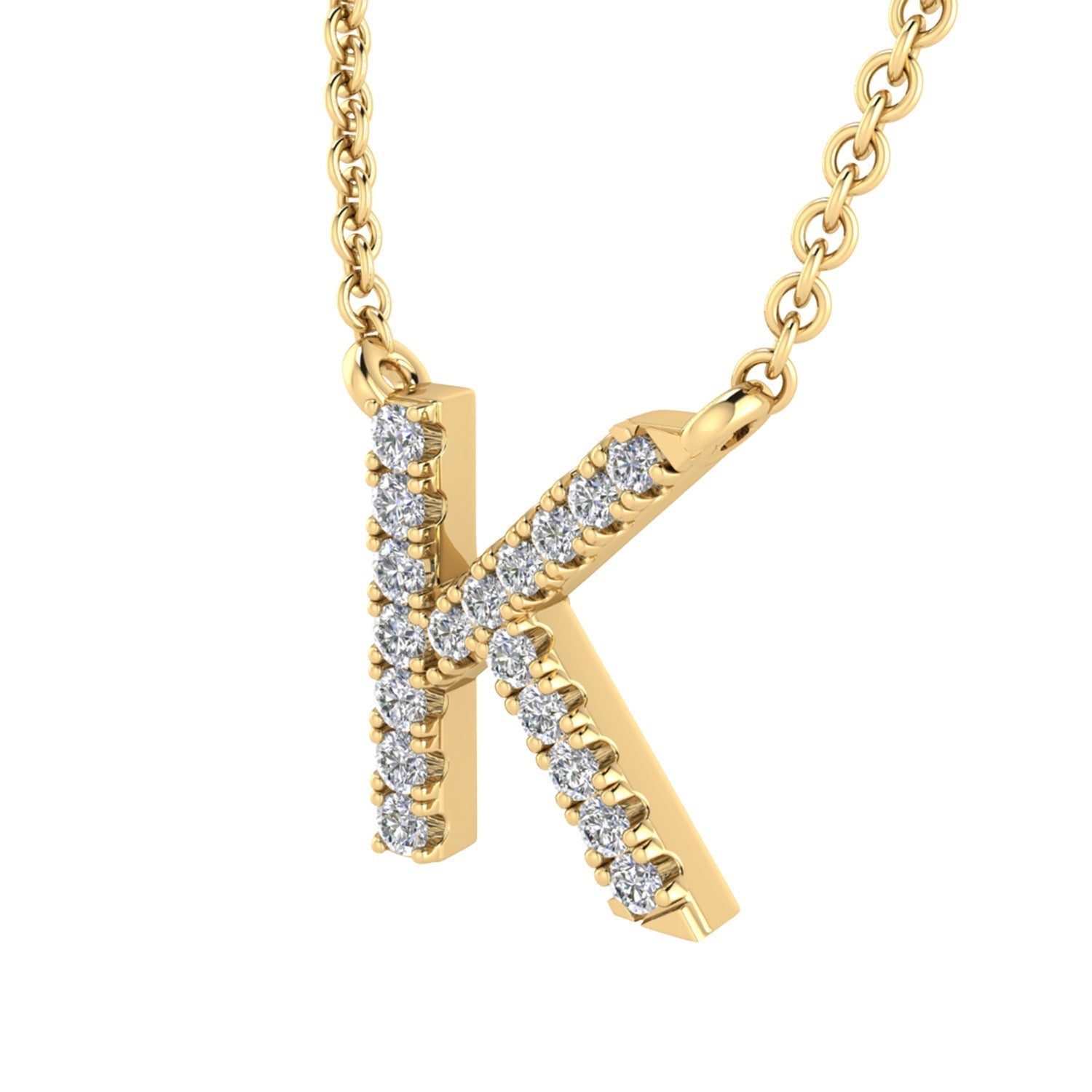 9ct Yellow Gold Diamond Initial 'K' Necklace