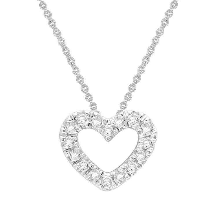 0.04ct Diamond Heart Necklace 45cm in 9ct White Gold