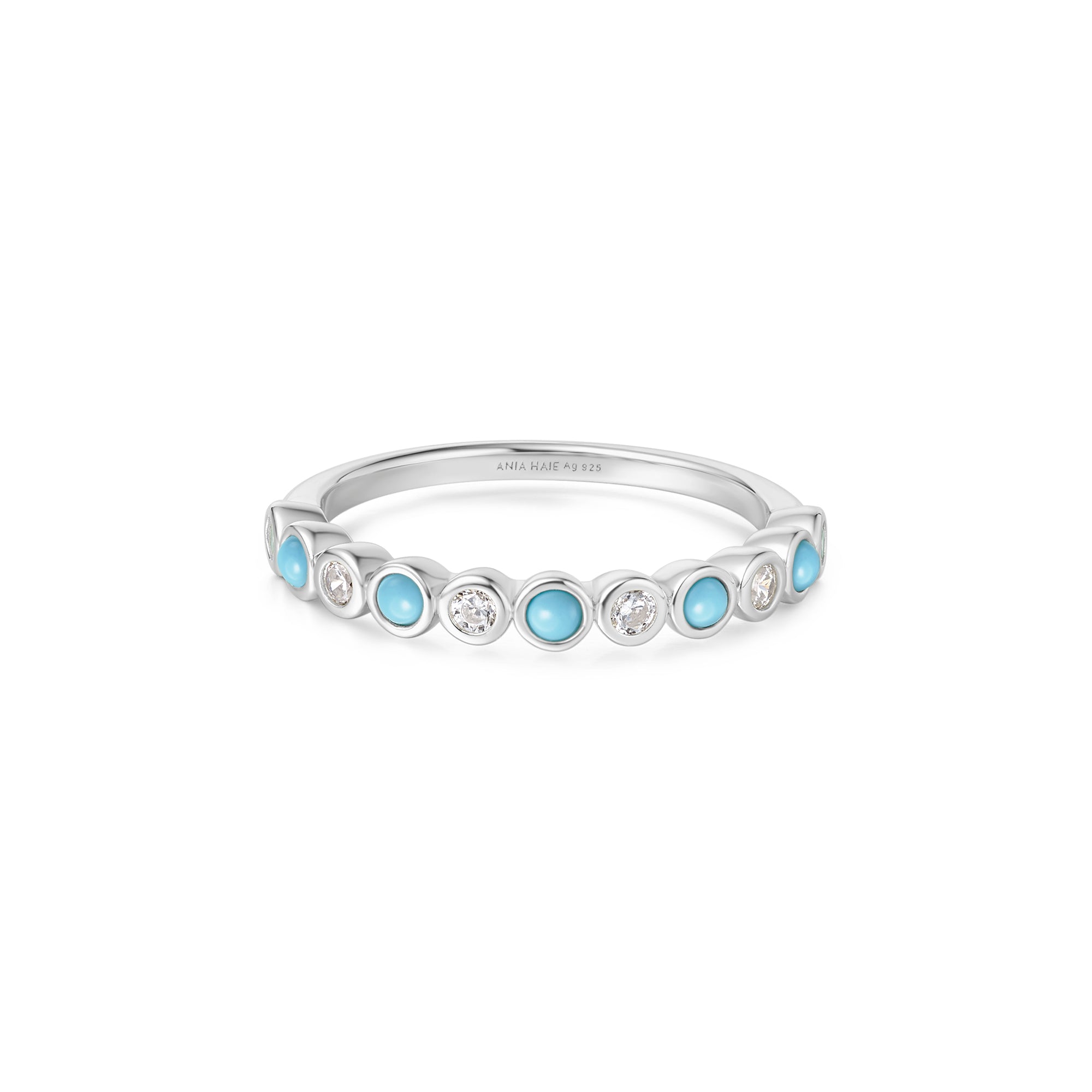 Ania Haie Silver Bezel Lab Created Turquoise Ring