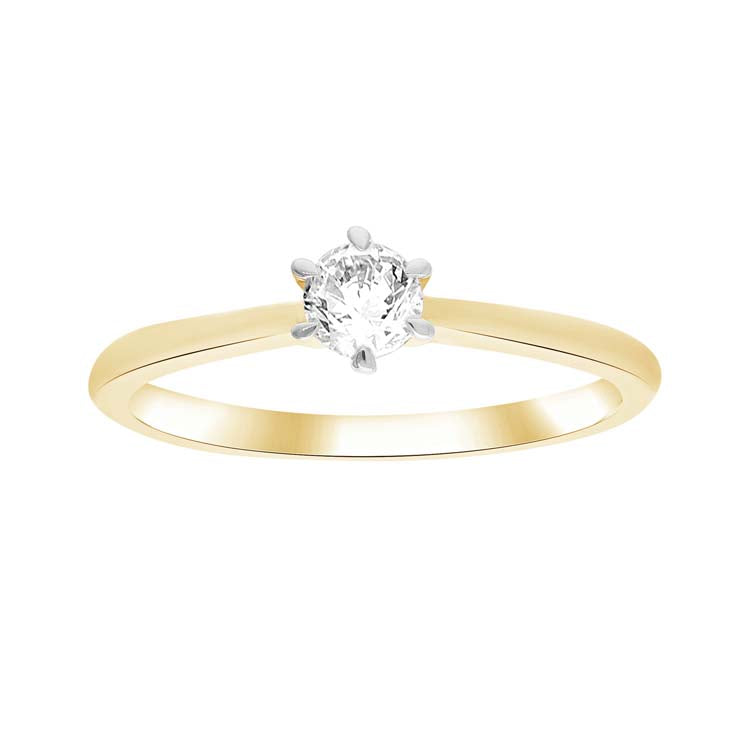 0.25ct Diamond 6 Claw Ring in 9ct Yellow Gold