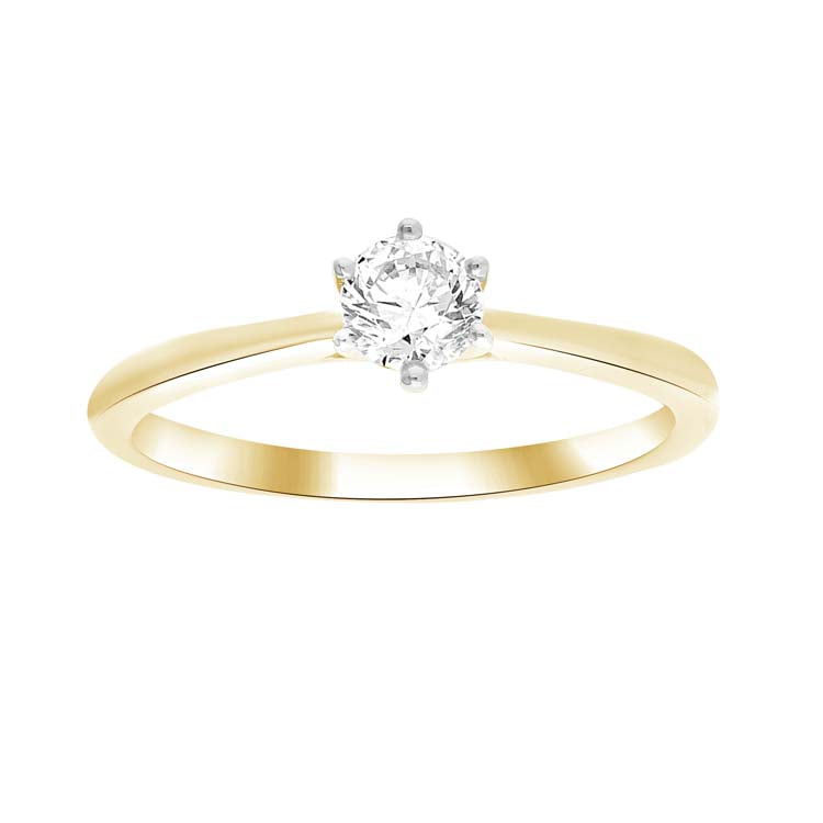 0.33ct Diamond 6 Claw Ring in 9ct Yellow Gold