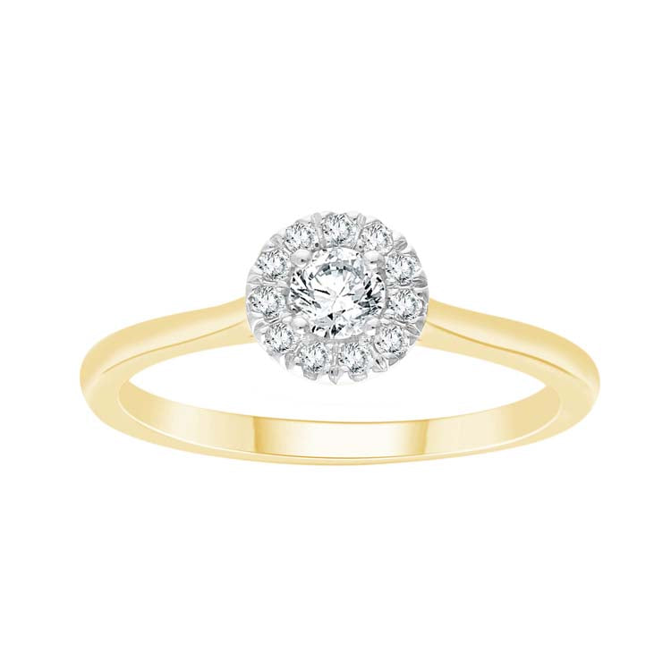 0.25ct Diamond Halo Ring in 9ct Yellow Gold