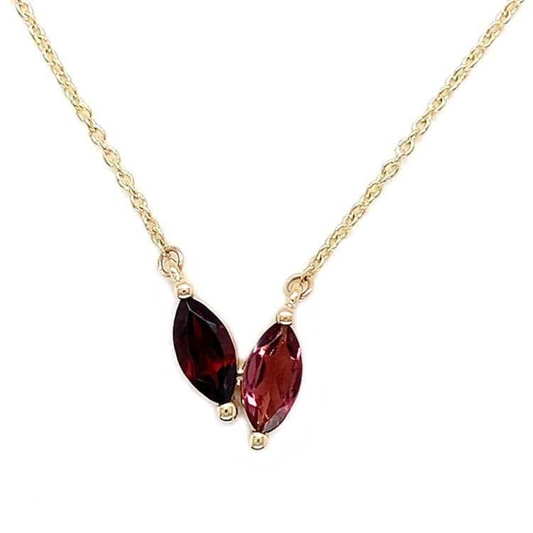 Garnet and Pink Tourmaline 45cm Necklace in 9ct Yellow Gold
