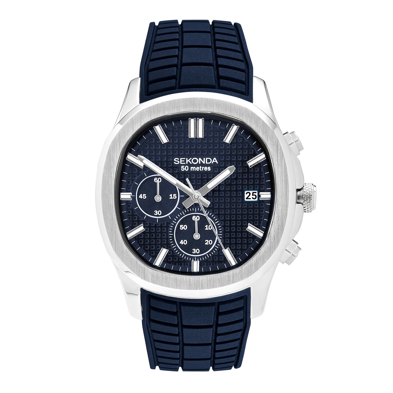 Sekonda Mens Octaire Blue Dial Blue Rubber 40mm Watch SK30276