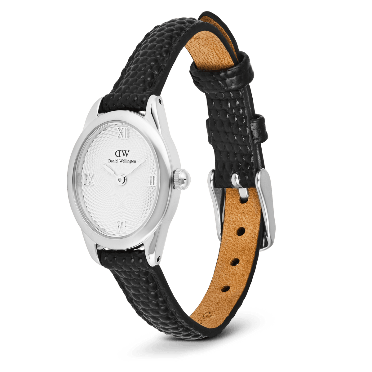 Daniel Wellington Ophelia Mini Black Lizard White Guilloché Silver