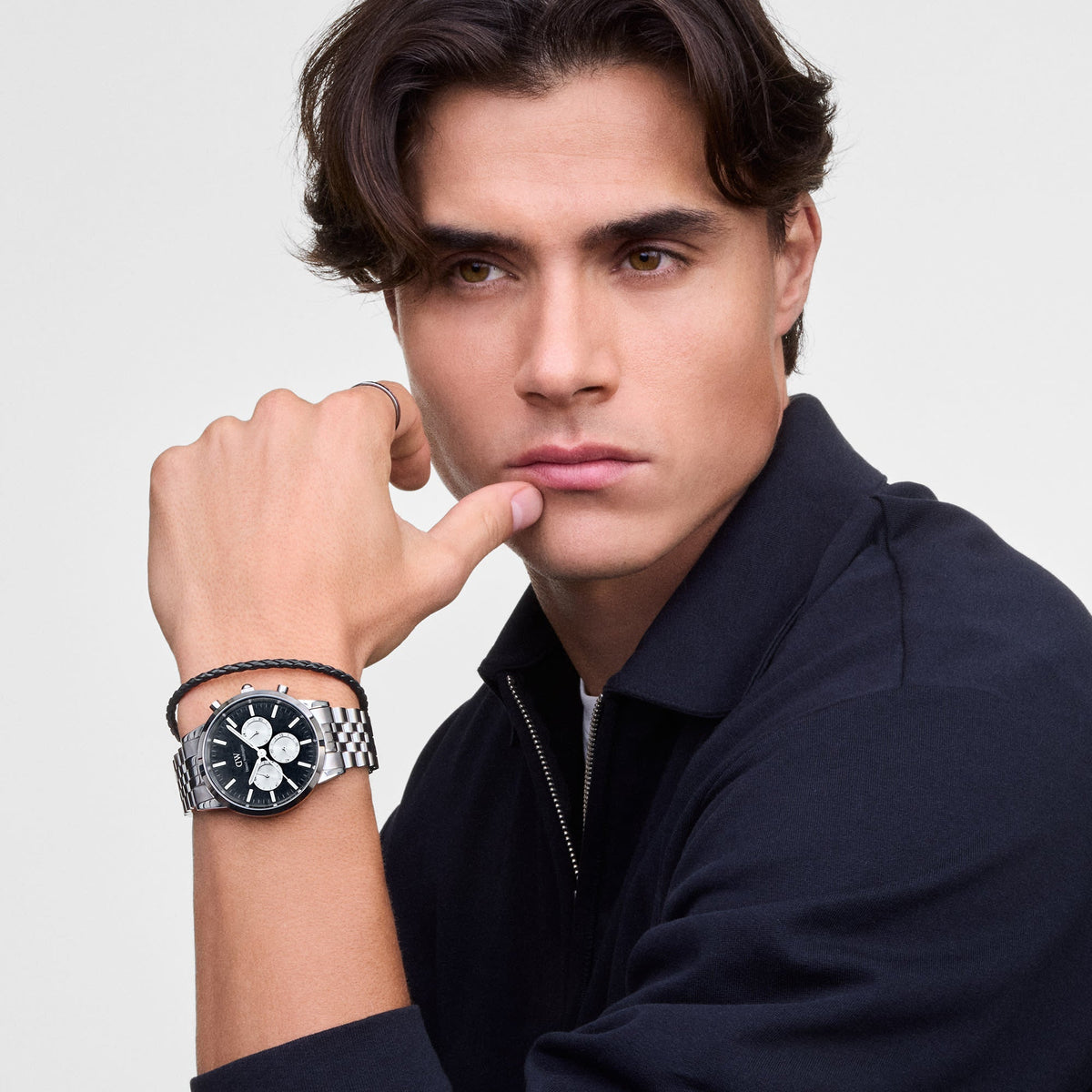 Daniel Wellington Iconic Chronograph Arch 5-Link Onyx Panda Silver