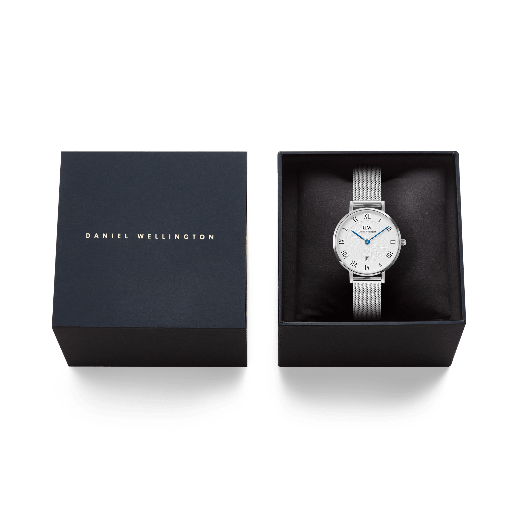 Daniel Wellington Petite Roman Numerals Date Silver