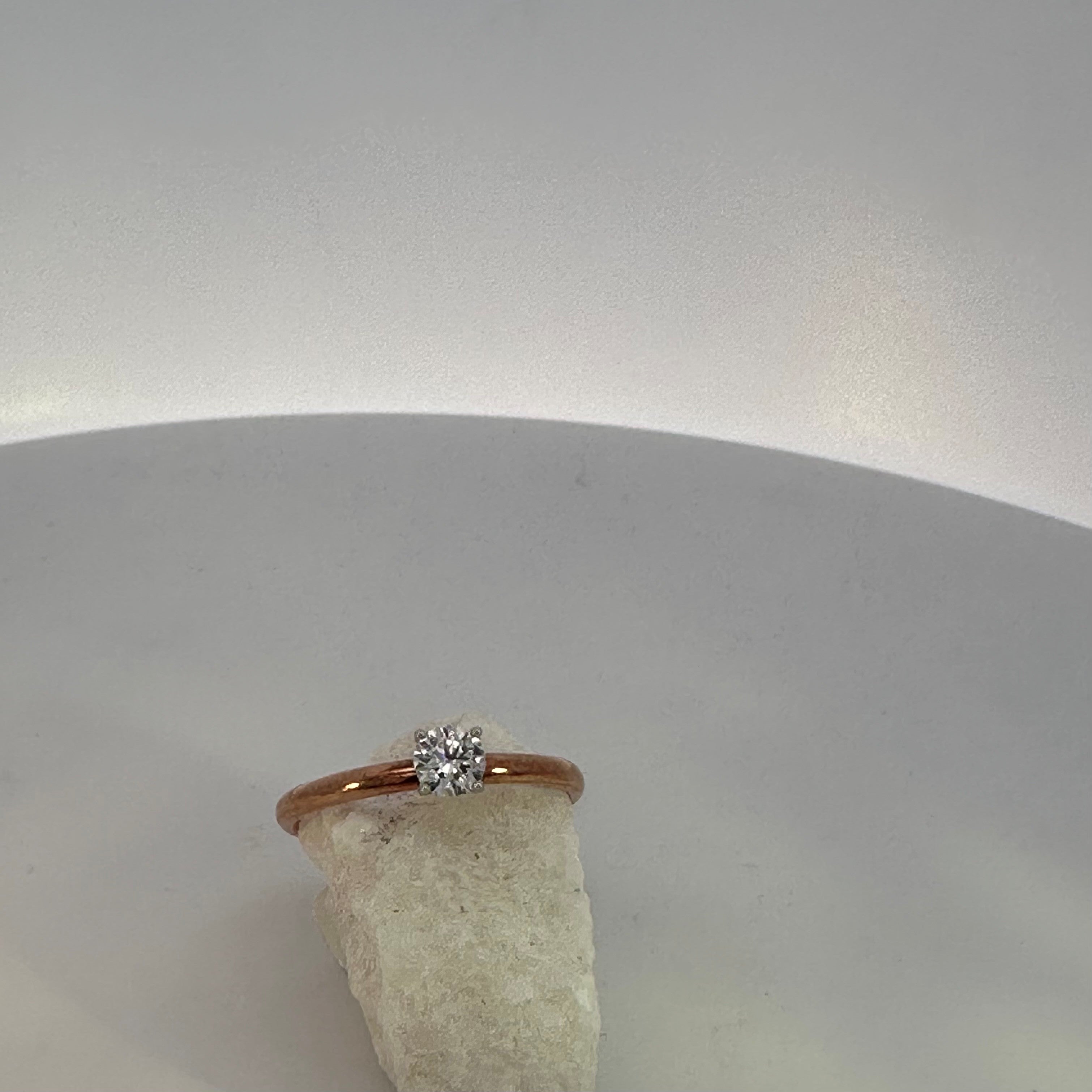 Rose Gold Natural Mined Diamond Solitaire Ring