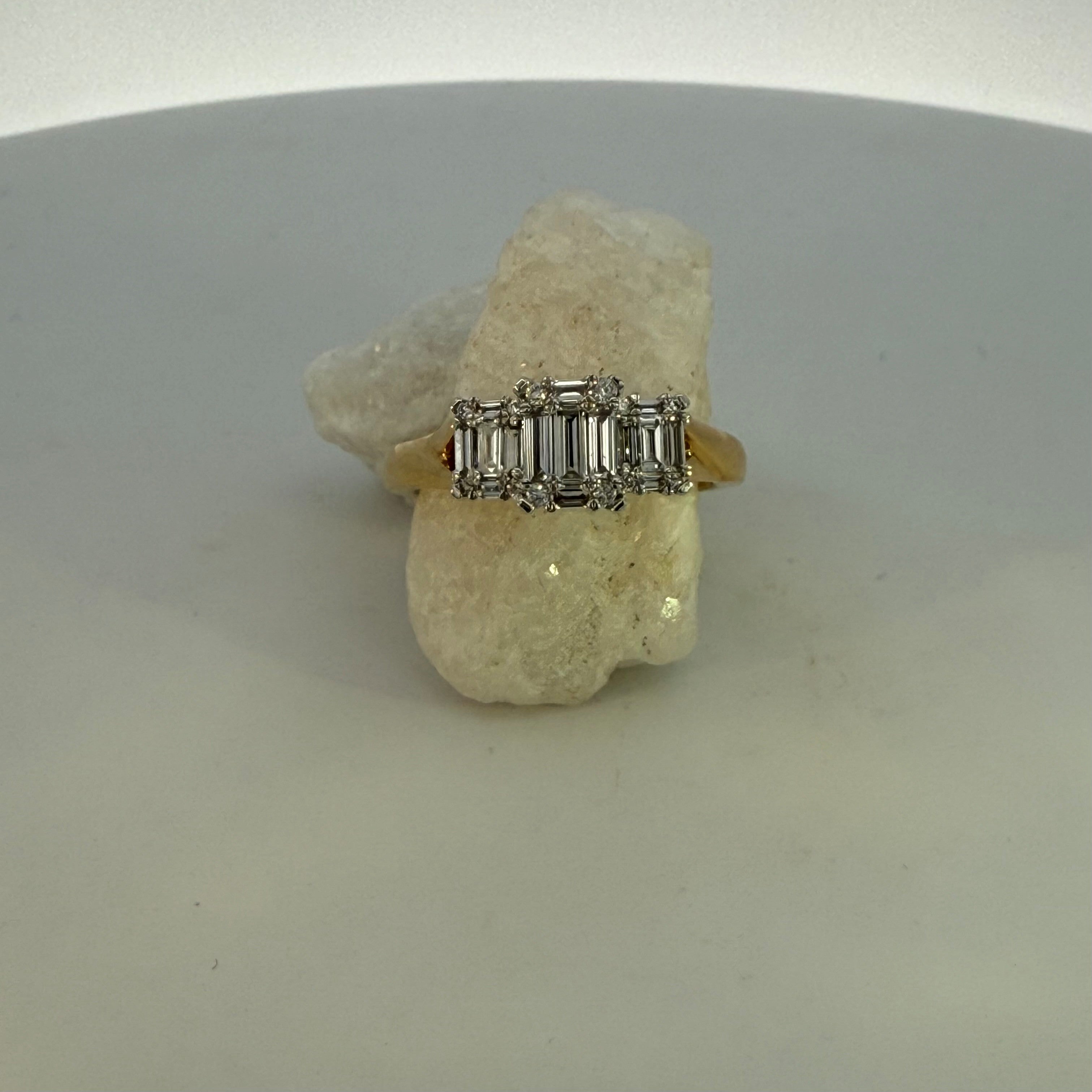 Baguette Natural Mined Diamond Trilogy Ring