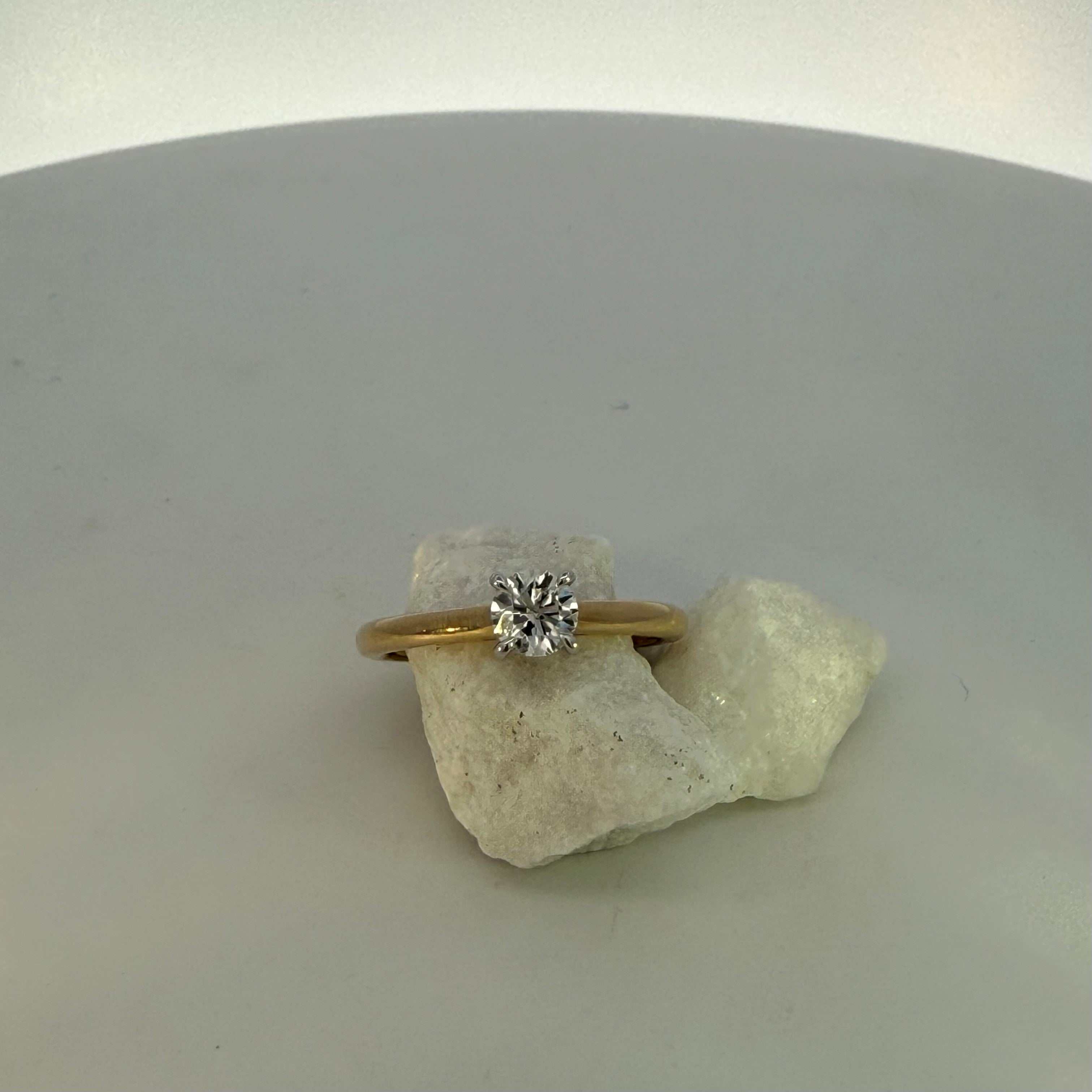 Round Brilliant Cut Natural Mined Diamond Solitaire Engagement Ring