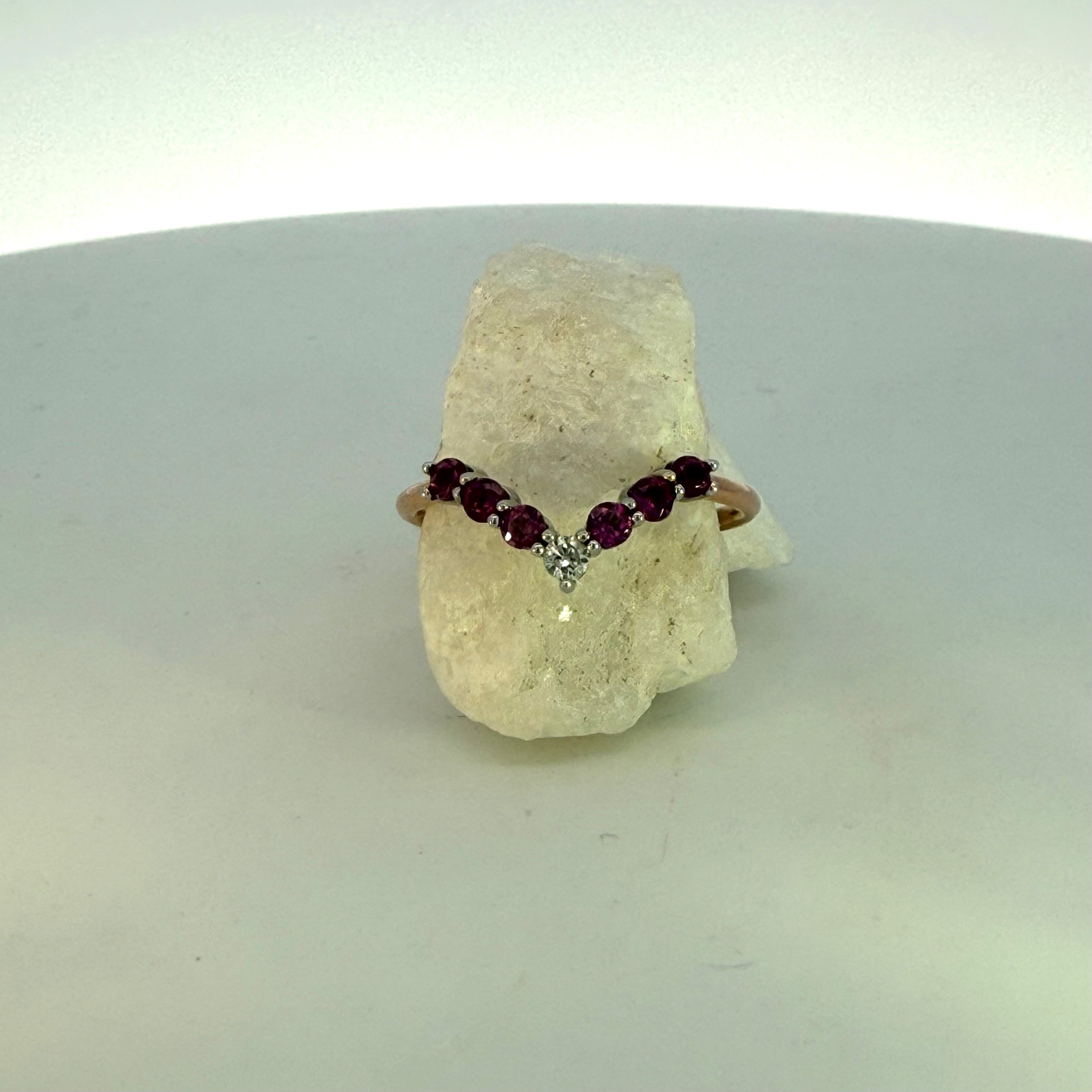 Rhodolite Garnet & Natural Mined Diamond Ring