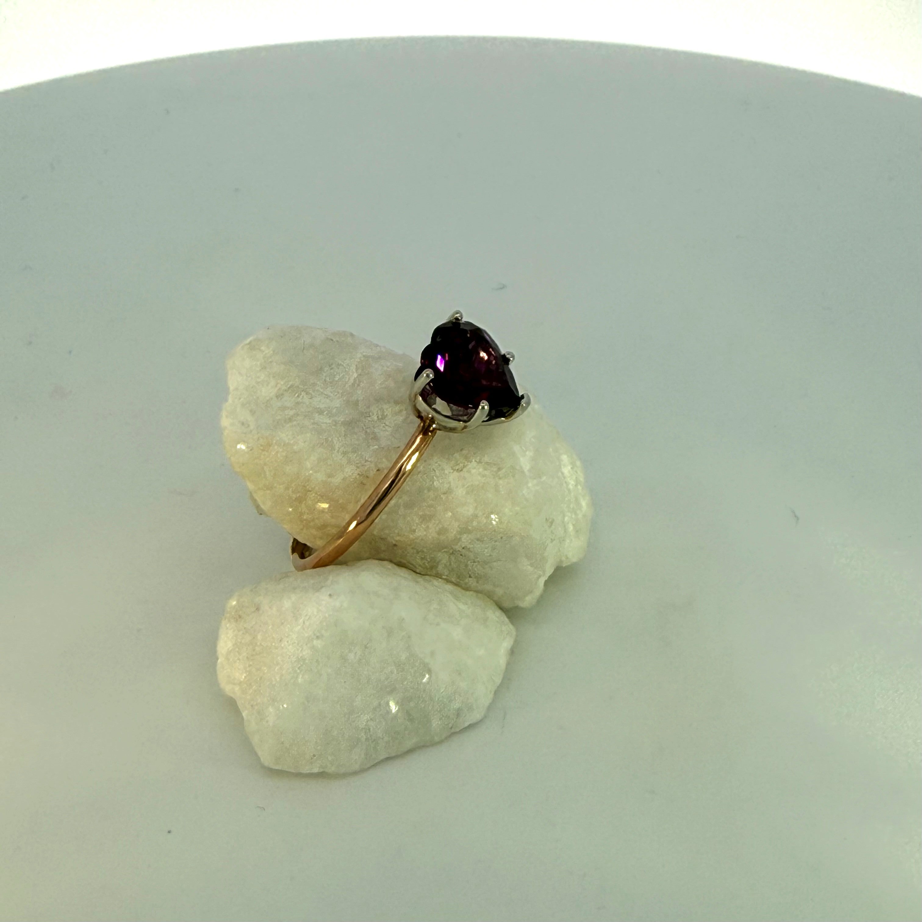 Rhodolite Garnet Heart Dress Ring
