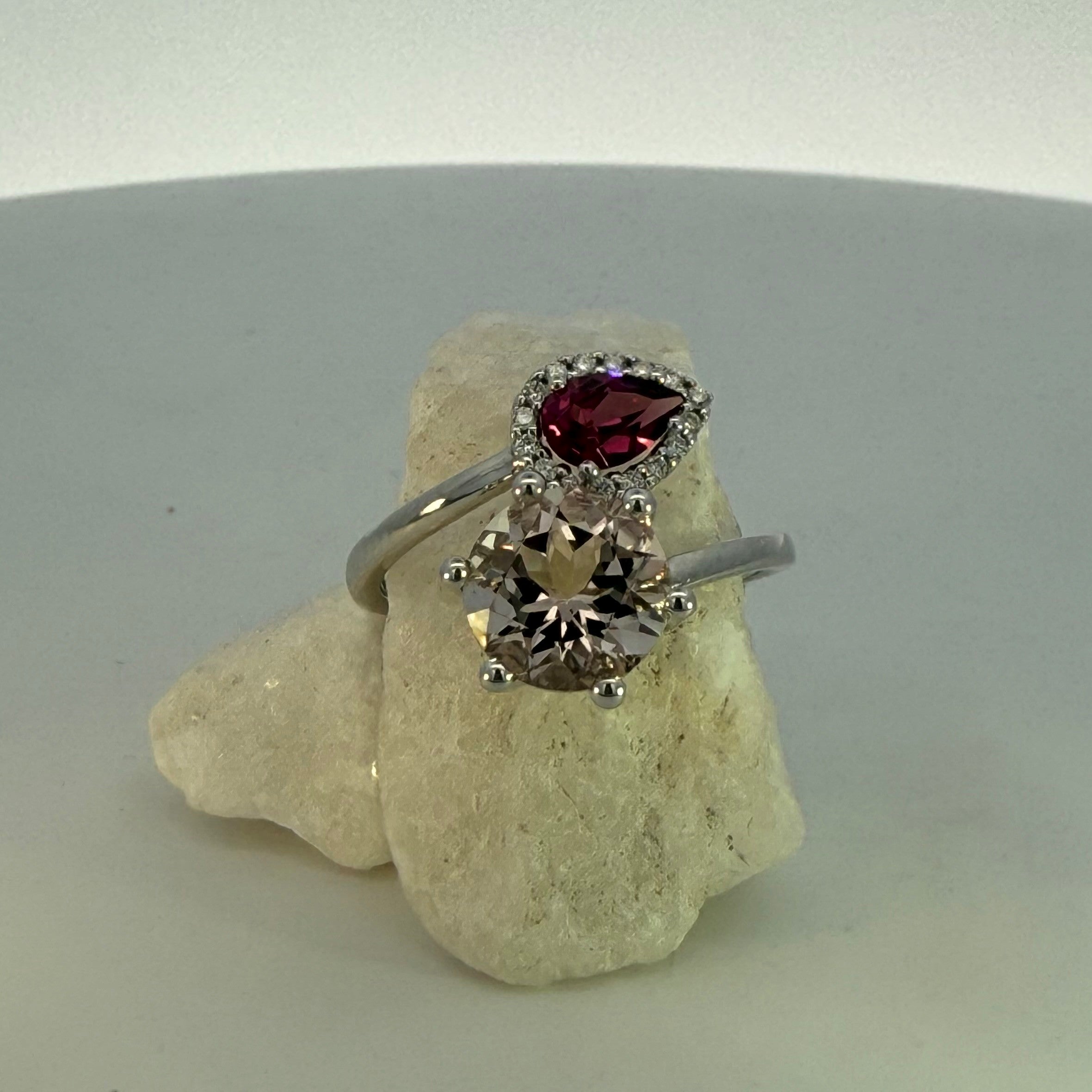Morganite & Rhodalite Garnet Dress Ring