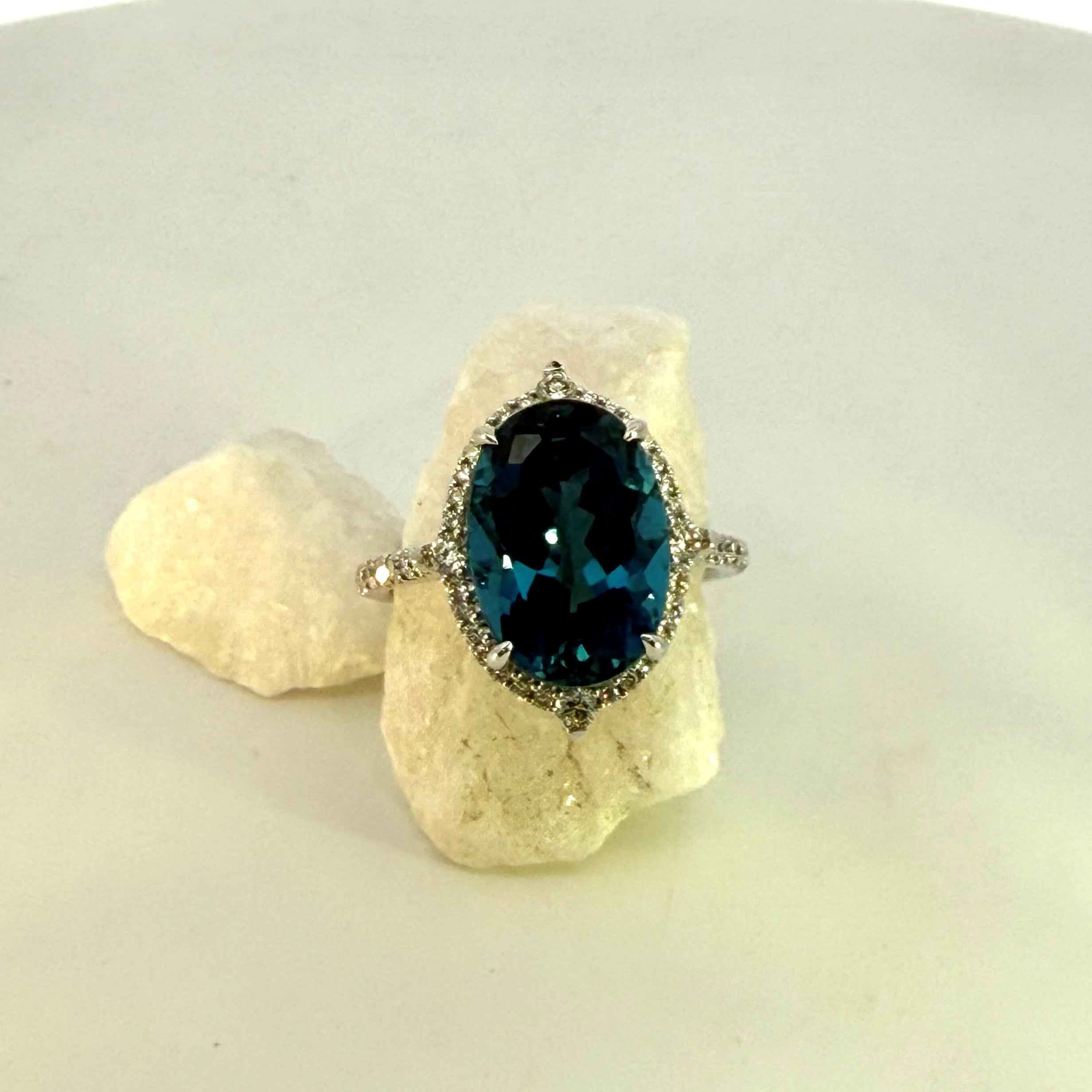 London Blue Topaz & Natural Mined Diamond Dress Ring