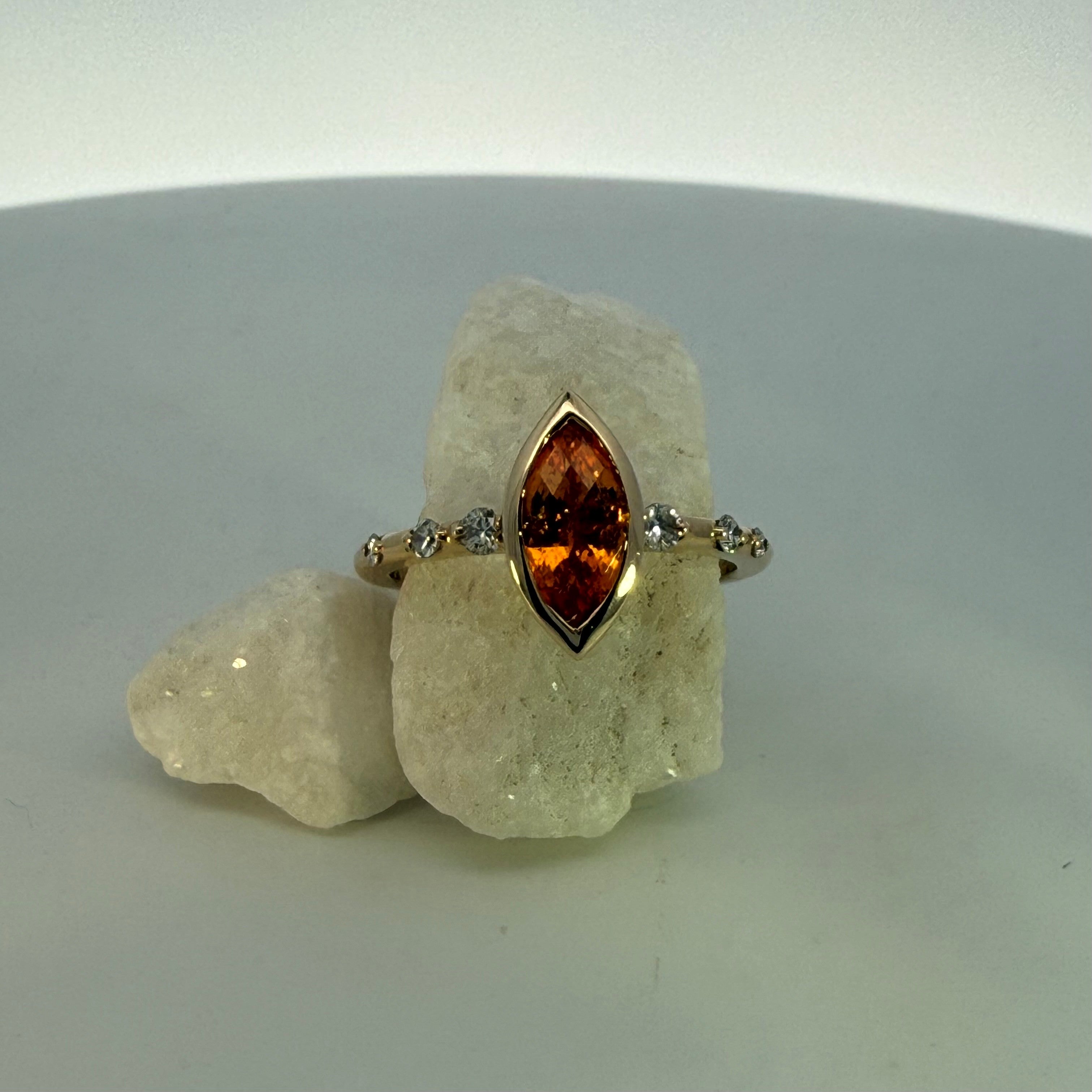 Spessartine Garnet & Natural Mined Diamond Dress Ring