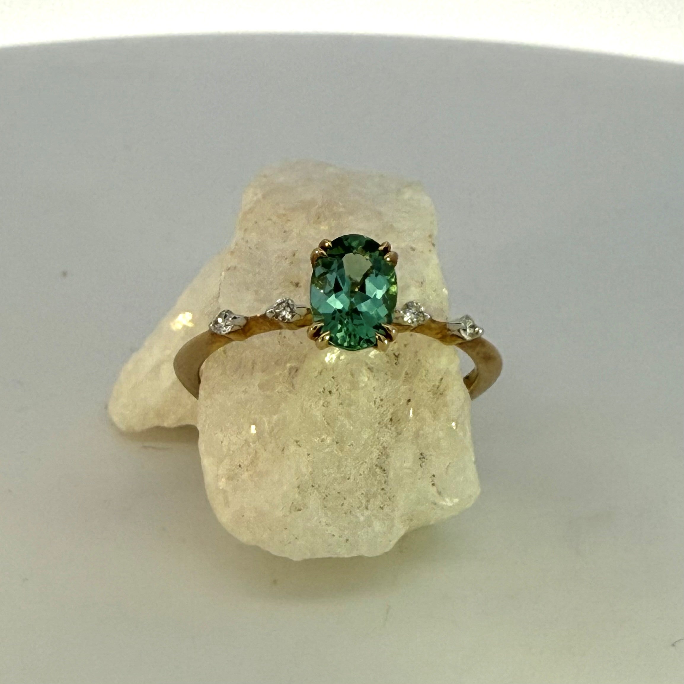 Mint Tourmaline & Natural Mined Diamond Dress Ring
