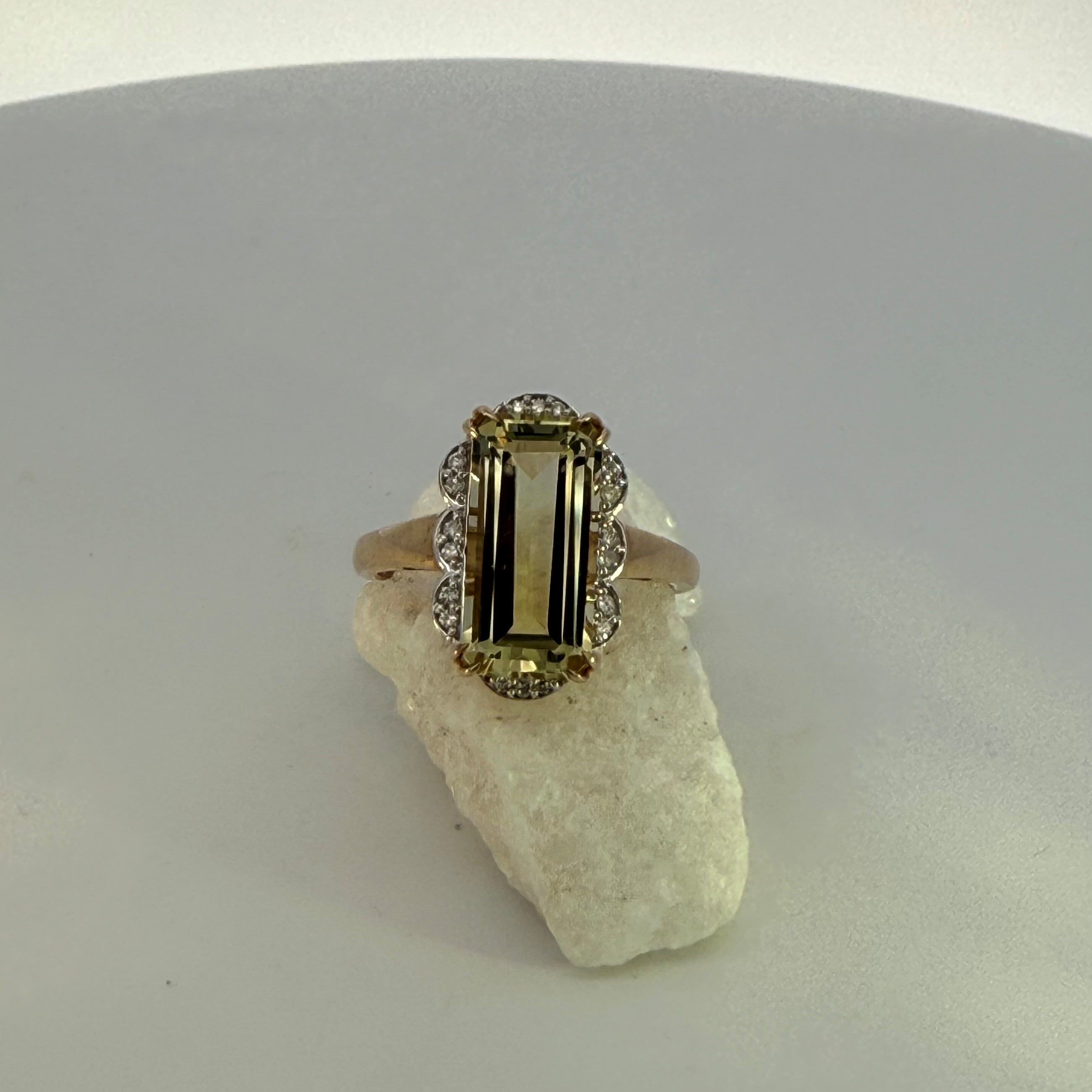 Lemon Quartz & Natural Mined Diamond Dress Ring