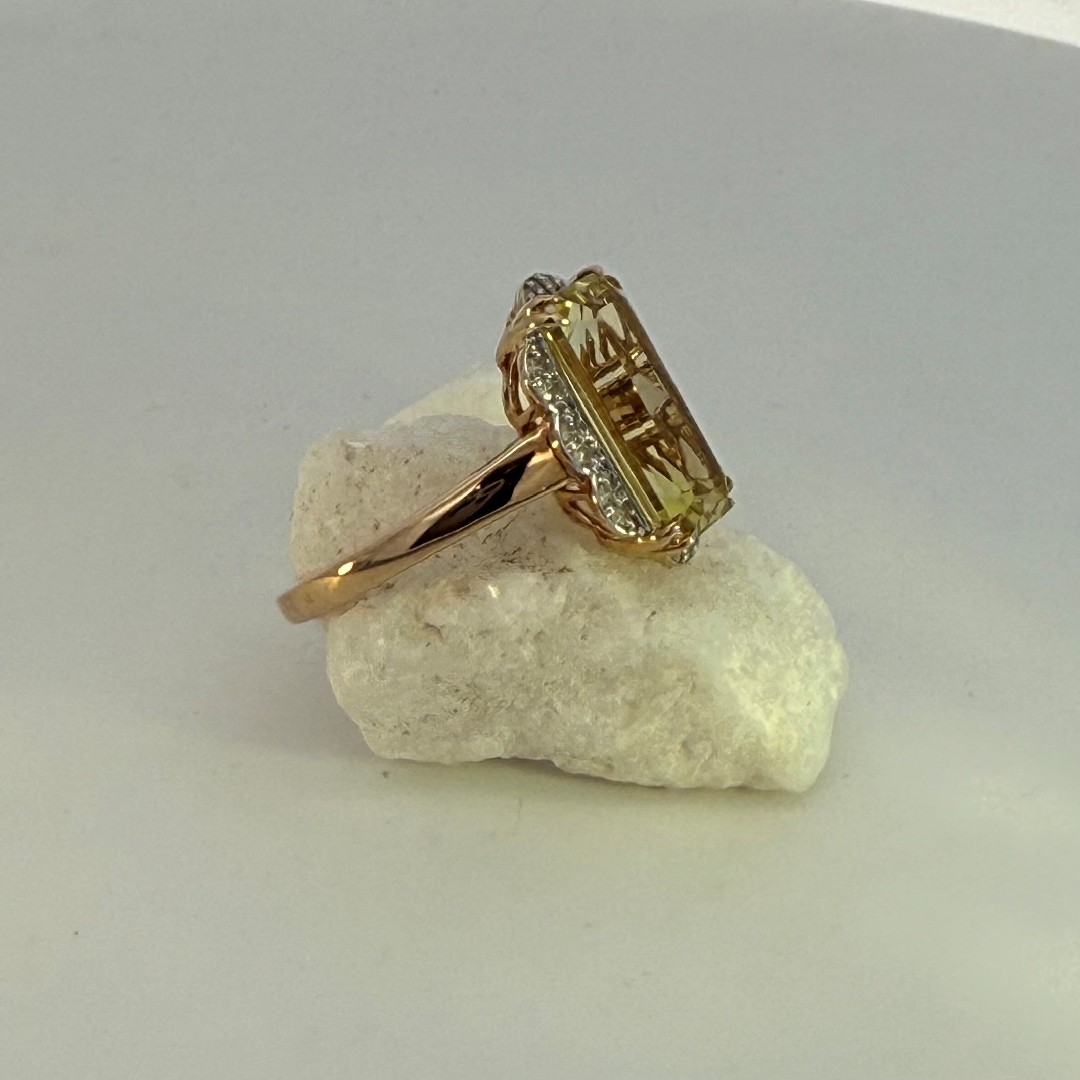 Lemon Quartz & Natural Mined Diamond Dress Ring