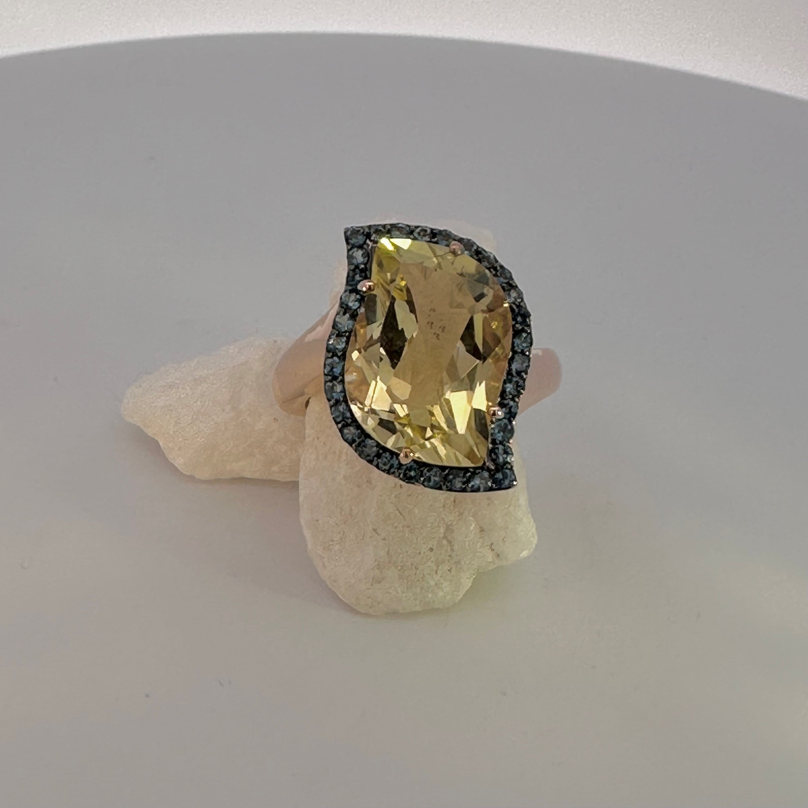 Lemon Quartz & Blue Topaz Dress Ring