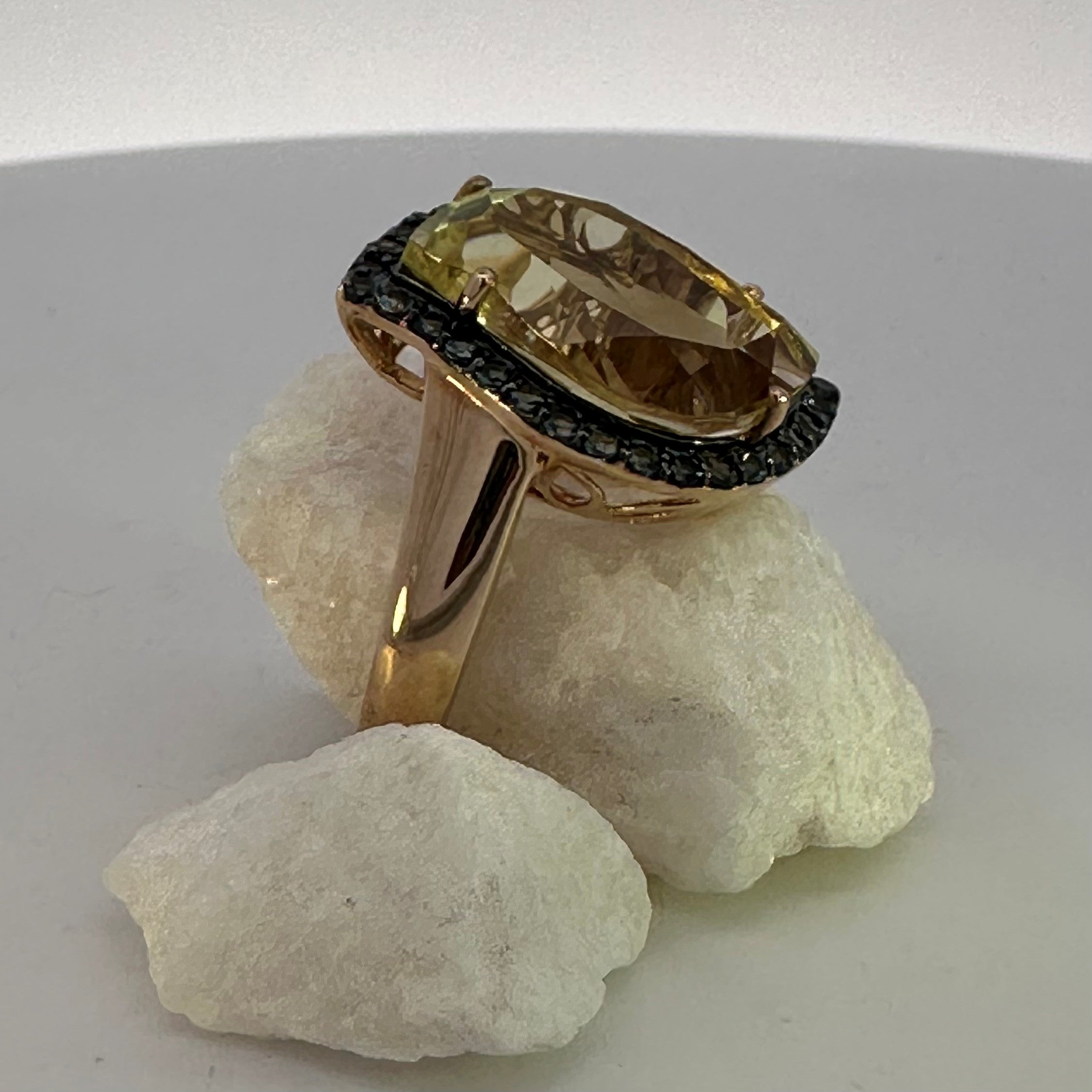Lemon Quartz & Blue Topaz Dress Ring