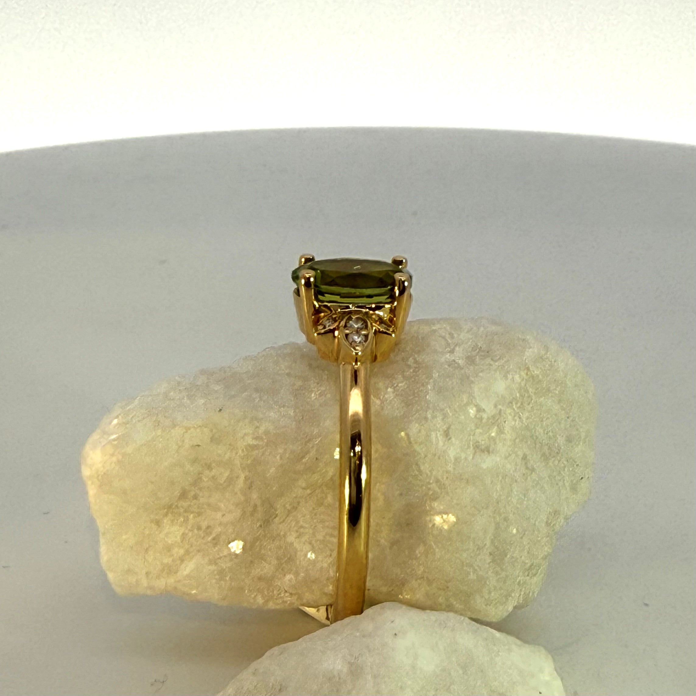 Peridot & Natural Mined Diamond Dress Ring