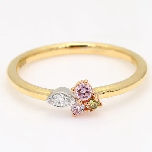 18ct Gold Argyle Pink & Multi-colour Diamond Ring