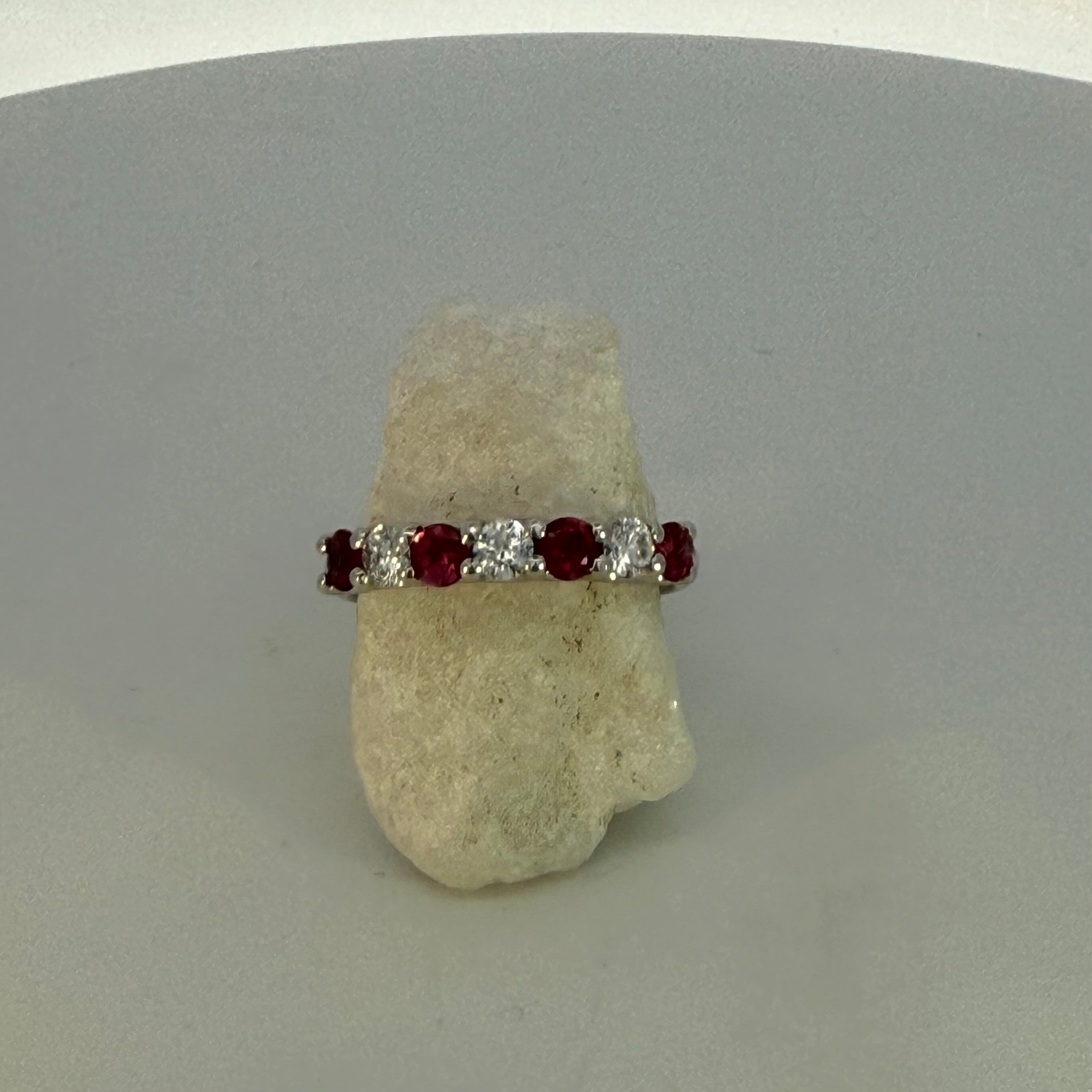 Pink Sapphire and Lab Grown Diamond Ring