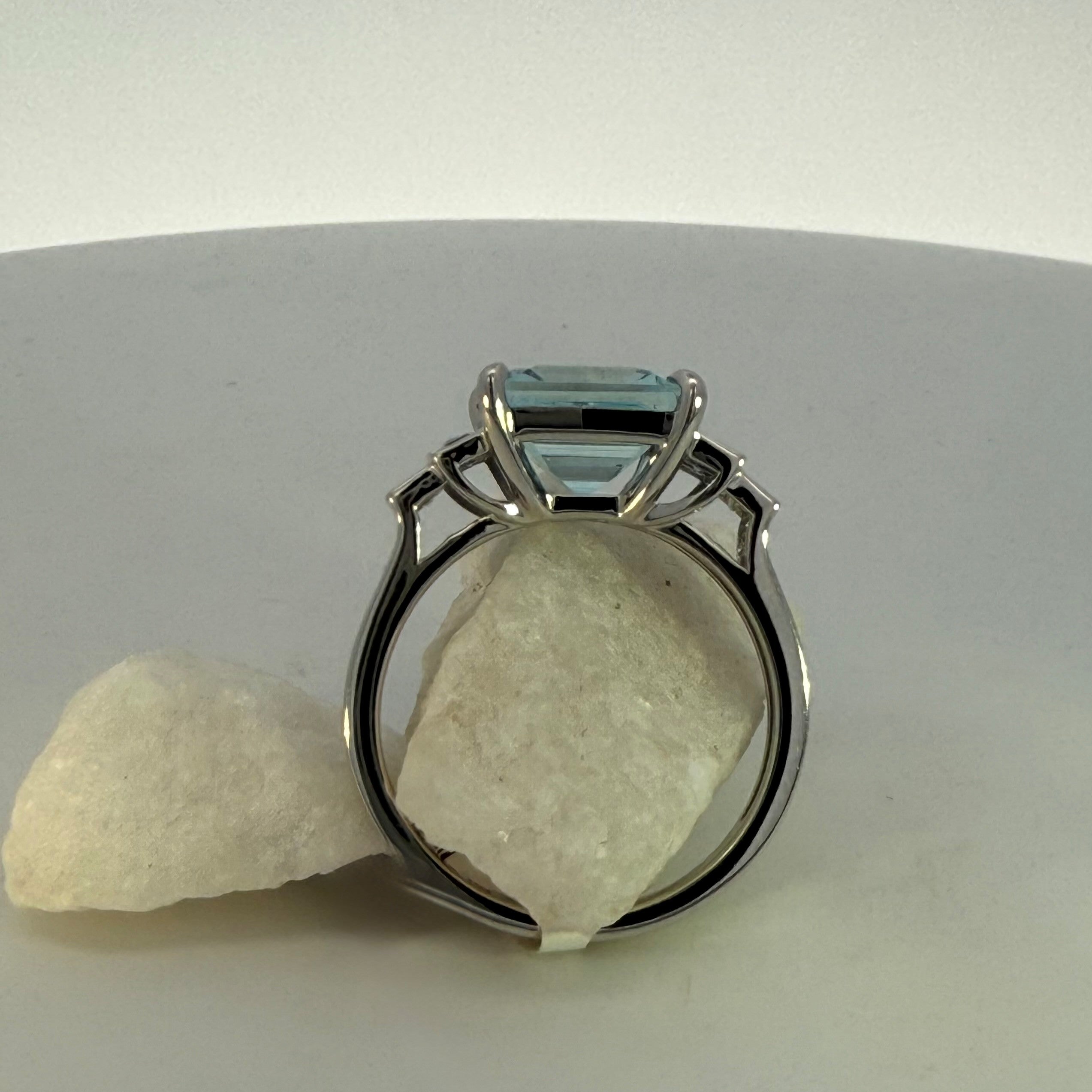 Aquamarine, Ceylon Sapphire & Natural Mined Diamond Dress Ring